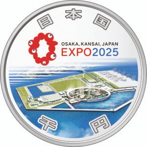 Osaka Expo Logo with expo florr plan back ground